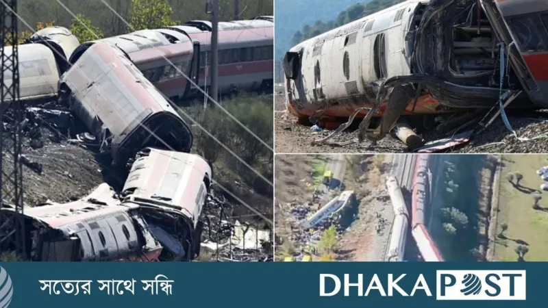 স্পেনে ট্রেন দুর্ঘটনায় বগি ধ্বংস, ভয়াবহ ধাক্কা
