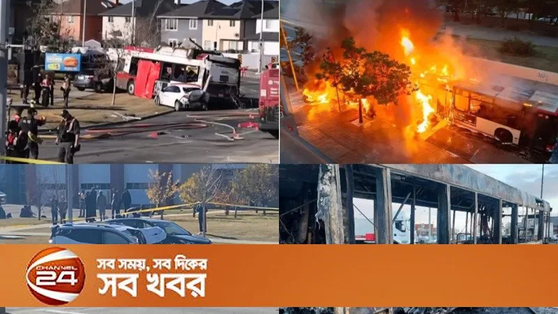 ক্যালগেরি, আলবার্টা-তে ৮ যানবাহনের সংঘর্ষে বাসে আগুন, ৩ নিহত