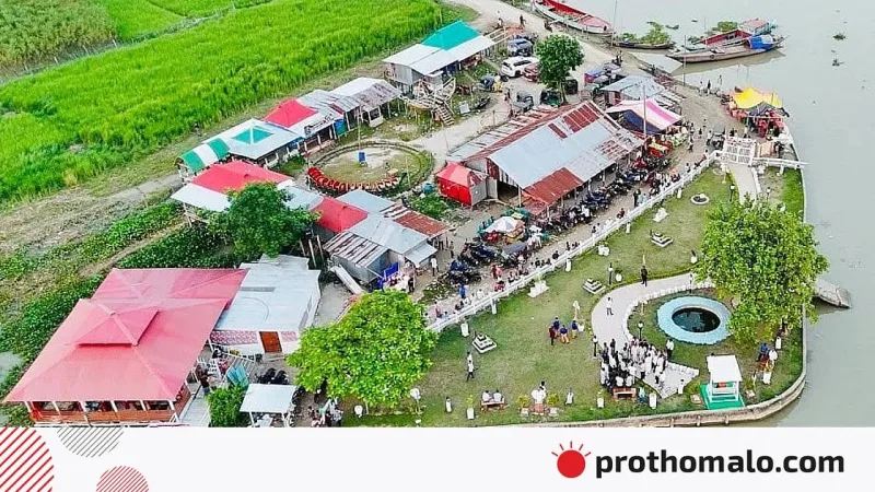 ময়মনসিংহের পরিচ্ছন্ন প্রাঙ্গণে মেঘনা দৃশ্য ও তাজা ইলিশের স্বাদ